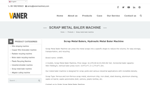 VANER - Scrap Metal Baler Machine