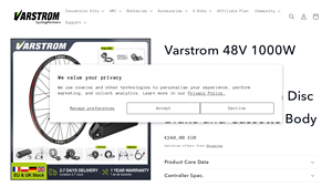 Varstrom - 48V 1000W Rear Hub Motor Conversion Kit