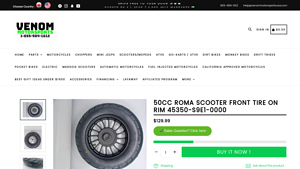 Venom Motorsports - 50cc Roma Scooter Front Tire ON RIM