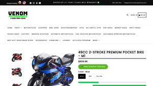 Venom Motorsports - 49cc 2-Stroke Premium Pocket Bike