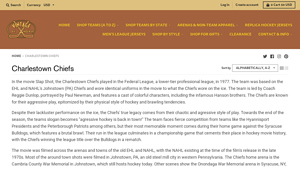 Vintage Ice Hockey - Charlestown Chiefs Apparel