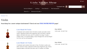 Violins.com - Lisle Model 96 & 116 Violins