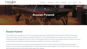 Vision Billiards - Certified Russian Billiard Tables