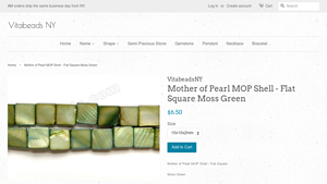 Vitabeads - Mother of Pearl Flat Square Moss Green