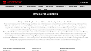 Vortex Depollution - Metal Balers & Crushers