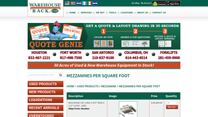Warehouse Rack - Used Mezzanine Modules