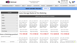 WH1 - Tire Rack Storage & Automotive Supply Shelving