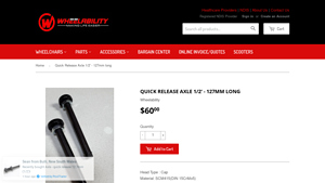 Wheelability - Quick Release Axle 1/2'