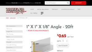 Wheeler Metals - 1 X 1 X 1/8 Angle 20ft