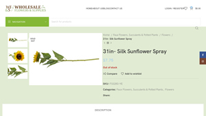 Wholesale Flowers - 31in Silk Sunflower Spray