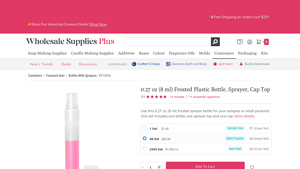 Wholesale Supplies Plus - 0.27 oz Frosted Plastic Bottle with Sprayer