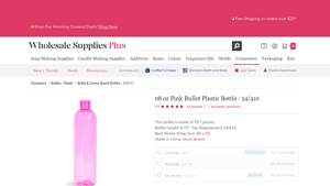 Wholesale Supplies Plus - 08 oz Pink Bullet Bottle