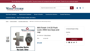 Windstorm Products - Mill Finish 1/4-20 Push Lock