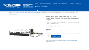 Worldwide Machine Tool - Hytube IPG Fiber Laser Tube Cutting Machine