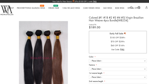 Wow African - Colored Virgin Brazilian Hair Weave 4pcs Bundle