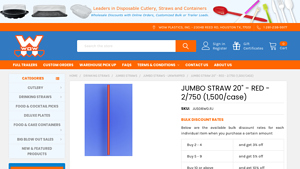Wow Plastics - Jumbo Straw 20 Red