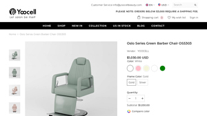 Yoocell Beauty - Oslo Series Green Barber Chair
