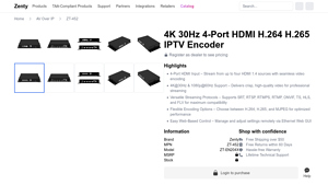Zenty - Zenty 4K 30Hz 4-Port HDMI H.264 H.265 IPTV Encoder